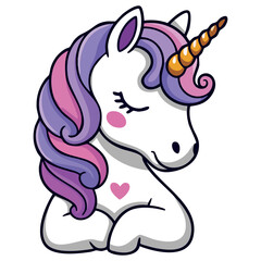 Unicorn icon in magical vector style isolated on white background, ideal for fantasy artwork, whimsical illustrations, children themed projects, and magical visuals.