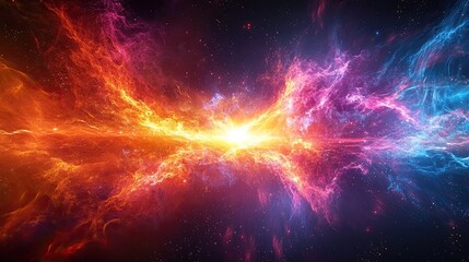 Epic supernova explosion in deep space with glowing nebula clouds and cosmic energy burst, futuristic astronomy and sci-fi background.