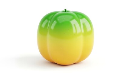 Gradient Green and Yellow Pumpkin on White Background