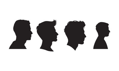 : man face sihlouette set