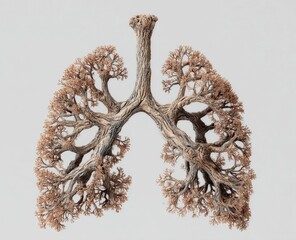 Lungs depicted as a stylized, aged bonsai tree
