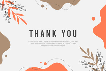 Abstract hand drawn organic shape with editable text wedding thank you card template. Vector illustration
