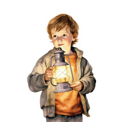 A Child Holding a Lantern Radiating Hope and Wonder