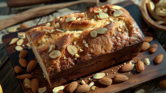 Delicious homemade bread with almonds and walnuts.