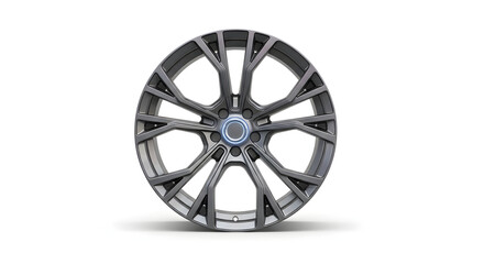 Obraz premium Sleek car rim symbolizing automotive style and precision engineering isolated on clean white