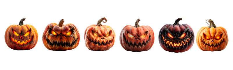 Evil pumpkins with glowing eyes