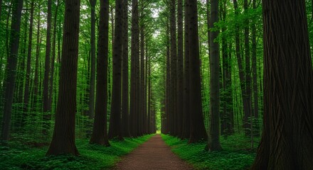 Fototapeta premium Peaceful Park Path Surrounded by Foliage