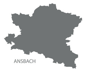 Ansbach city map with boroughs grey illustration silhouette shape