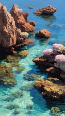 Obraz premium Coastal rocks and shallow water