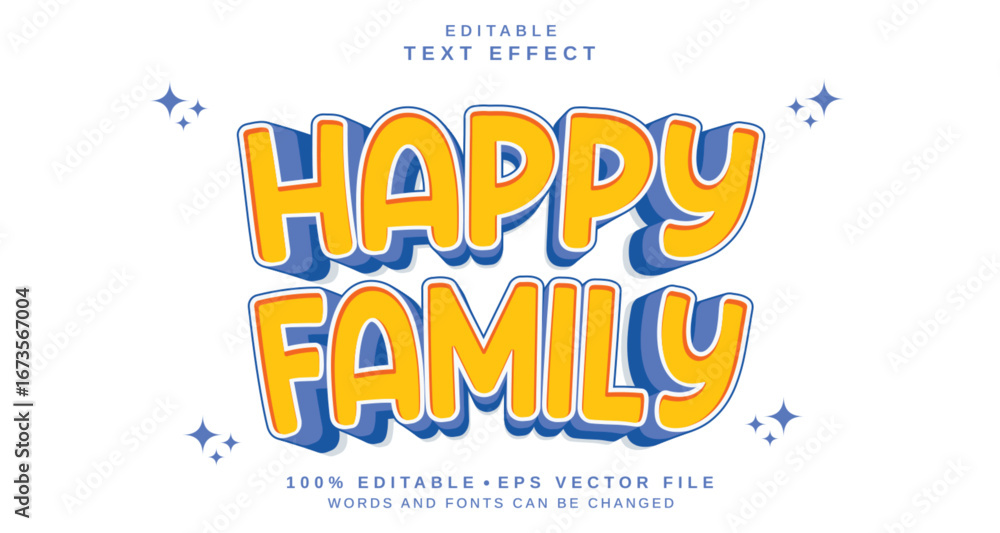Poster editable text style effect - happy family text style theme.