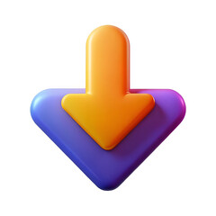 A gradient 3D download arrow icon, isolated on a white background.