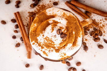 Cinnamon latte with whipped cream