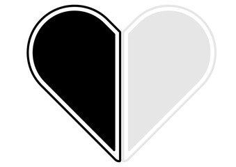 ブラック＆ホワイトハートアイコン