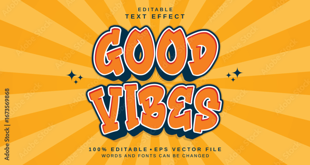 Poster editable text style effect - good vibes text style theme.