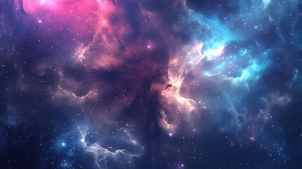 Obraz premium A vibrant cosmic backdrop filled with stars and nebulae, perfect for space-themed designs, suitable for projects that convey wonder or exploration – perfect for graphics, social media posts, and more.