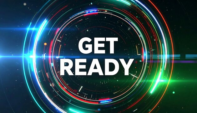 Glowing Neon Circles Abstract Technology Background Get Ready.