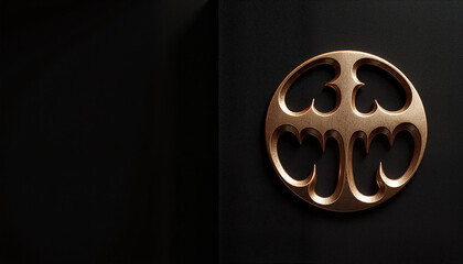 Obraz premium Bronze medallion on black background, with space for text