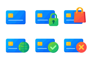  Digital payment icons credit cards, security, shopping, global connectivity, verification
