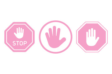 Stop, do not cross, ban, forbidden and alert icon set. Stop sign red color isolated. Vectors stop hand sign vector illustration.