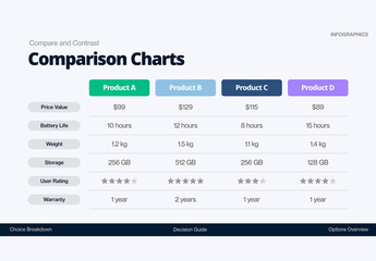 Comparison Chart Infographic Template for Data Tables in Business Presentation Layouts