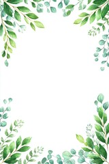 Fototapeta premium Elegant Botanical Banner Watercolor with Maple Leaves and Eucalyptus Sprigs for Halloween Web and Print Design on White Background