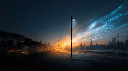 Smart Streetlight with Integrated Sensors Emitting Soft Light in City