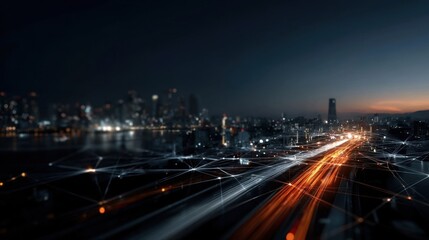 Obraz premium Urban Smart Lighting with Data Emission in Connected Cityscape
