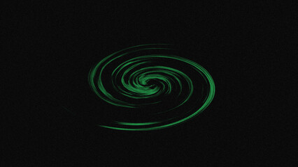 A bright green spiral on a black background
