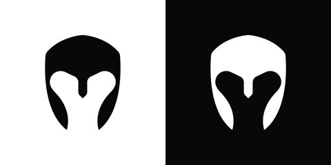 Warrior mask icons, emblem logo or badge designs.