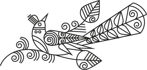 Indian Traditional and Cultural Rangoli, Alpona, Kolam, or Paisley vector line art.  tradition of the Bengal region, for textile printing, logo, and wallpaper	