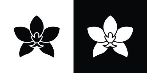 Moth orchid icons, emblem logo or badge designs.