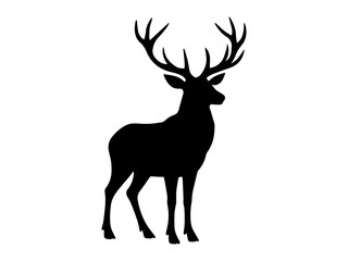 Majestic Silhouette of a Stag on White Background – Elegant Deer Outline Vector Illustration for Wildlife Art, Nature Designs, Forest Themes, and Minimalist Decor.