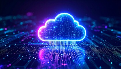Futuristic cloud computing graphic