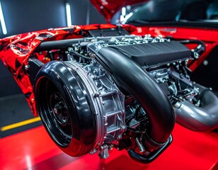 Close-up of a powerful engine