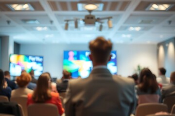 Generative AI: Blurred Conference Presentation Audience Focus.