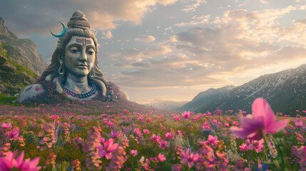 Giant Lord Shiva Statue in Valley