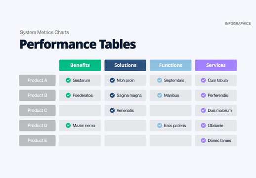 Tables Infographic in Modern Corporate Business Presentation Style