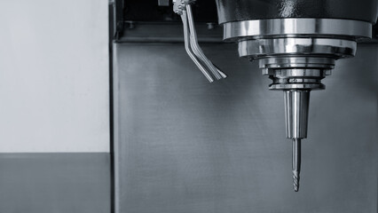 Metal machine tools industry. CNC turning machine high-speed cutting is operation.