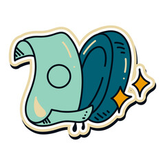 Cartoon Money Sticker – Funny Cash and Banknote Illustration in Kawaii Style