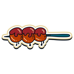 Cute Cartoon Skewer Food Sticker – Funny Kawaii Street Food Illustration