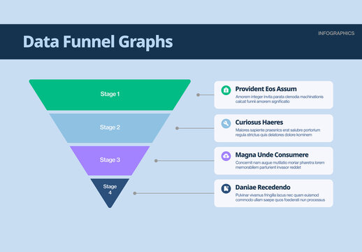 Funnel Infographic Chart Template for Sales, Marketing & Conversion Funnels in Business Presentation Layouts