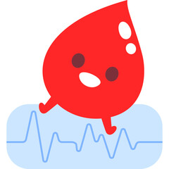 cute blood drop cartoon happiness with heart beat graph cardiovascular