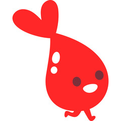 cute blood drop cartoon heart symbol running happiness