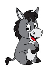 cute donkey animal cartoon illustration