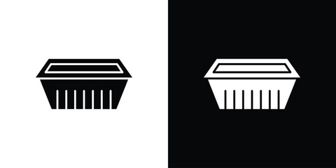 Aluminum foil food container icons, emblem logo or badge designs.