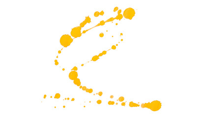 Yellow splash watercolor texture, stains, watercolor drips, watercolor spread on transparent background.