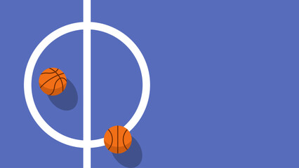 Basketballs are placed on a simple court layout.