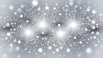 Abstract shimmering silver and white bokeh lights creating a dazzling ethereal and magical festive background with a sense of wonder and celebration