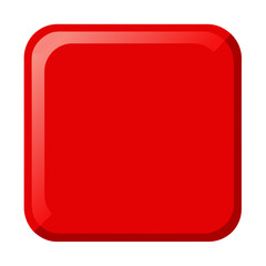 Glossy red square button isolated on white background