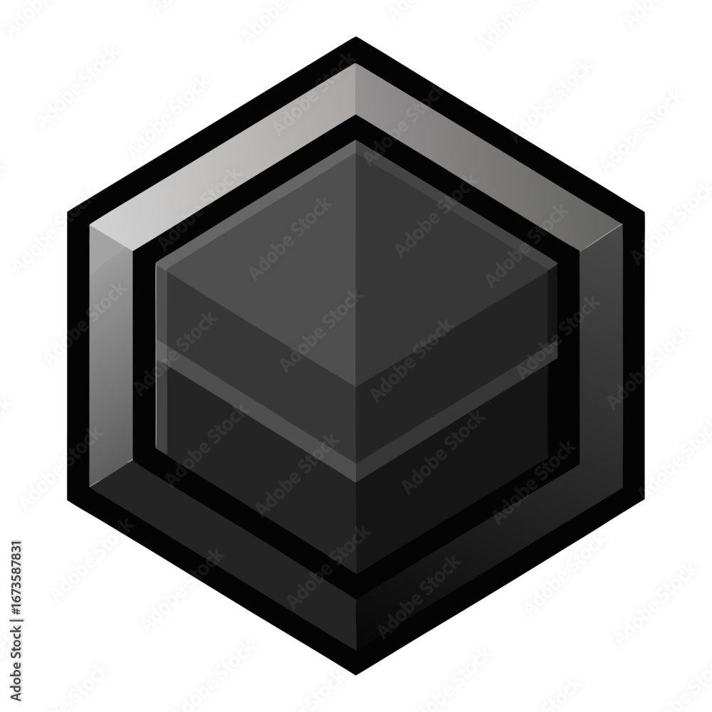 Poster geometric hexagonal shape with shading isolated on white background